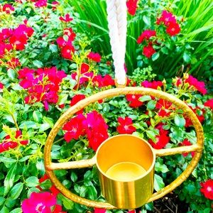 Halo Gold Metal Circle Hanging Planter